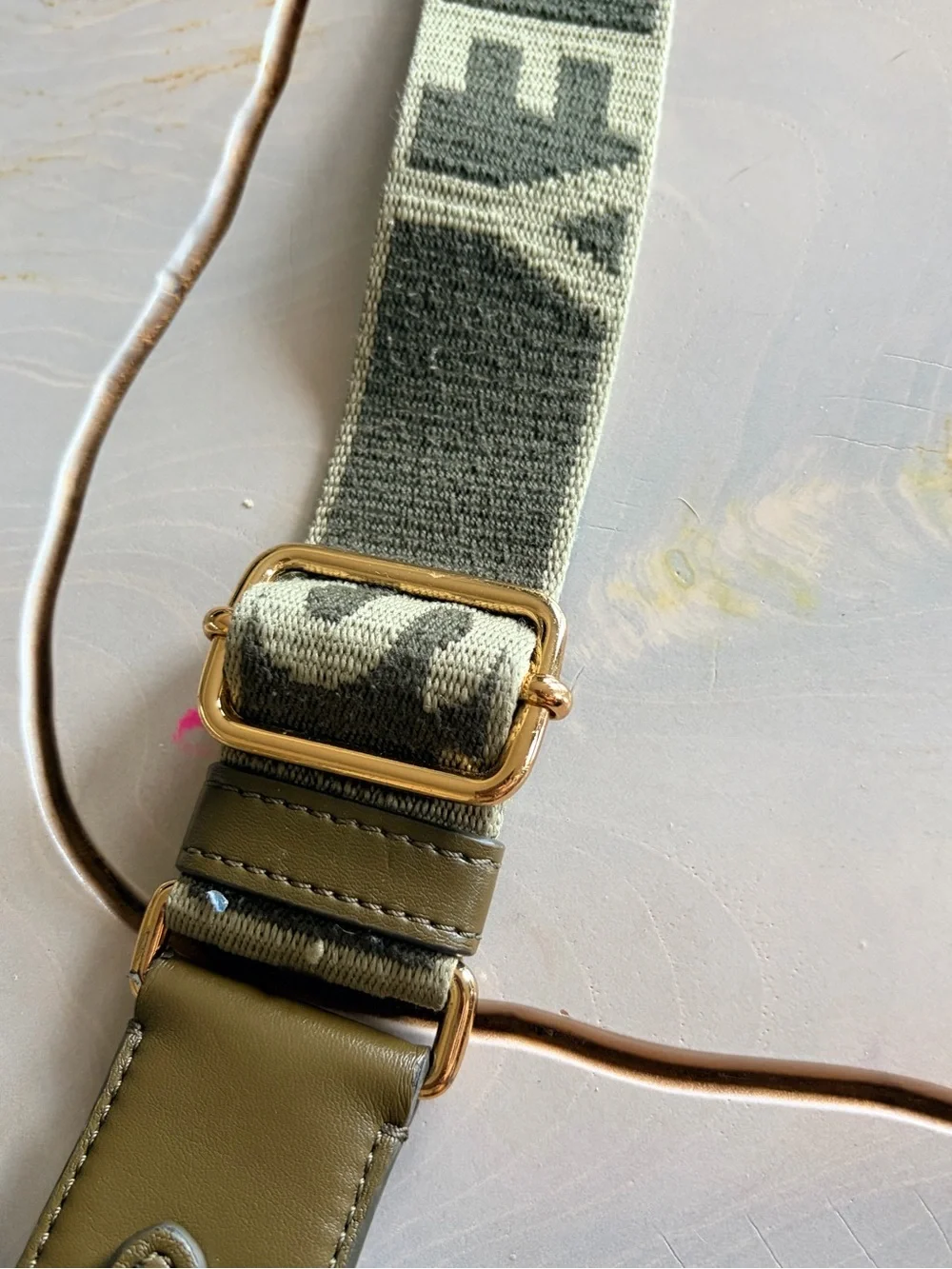 Stella McCartney Olive Green Perforated Logo Crossbody Bag with Branded Strap